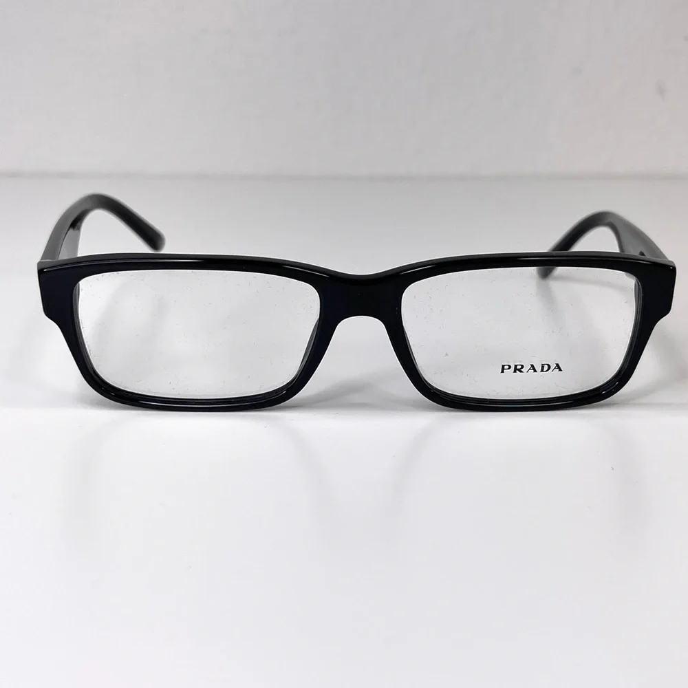 PRADA 55mm Rectangular Optical Glasses Black NEW In Case With Box
